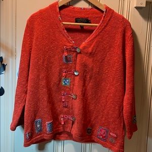 Icelandic Design red patchwork cardigan sweater M